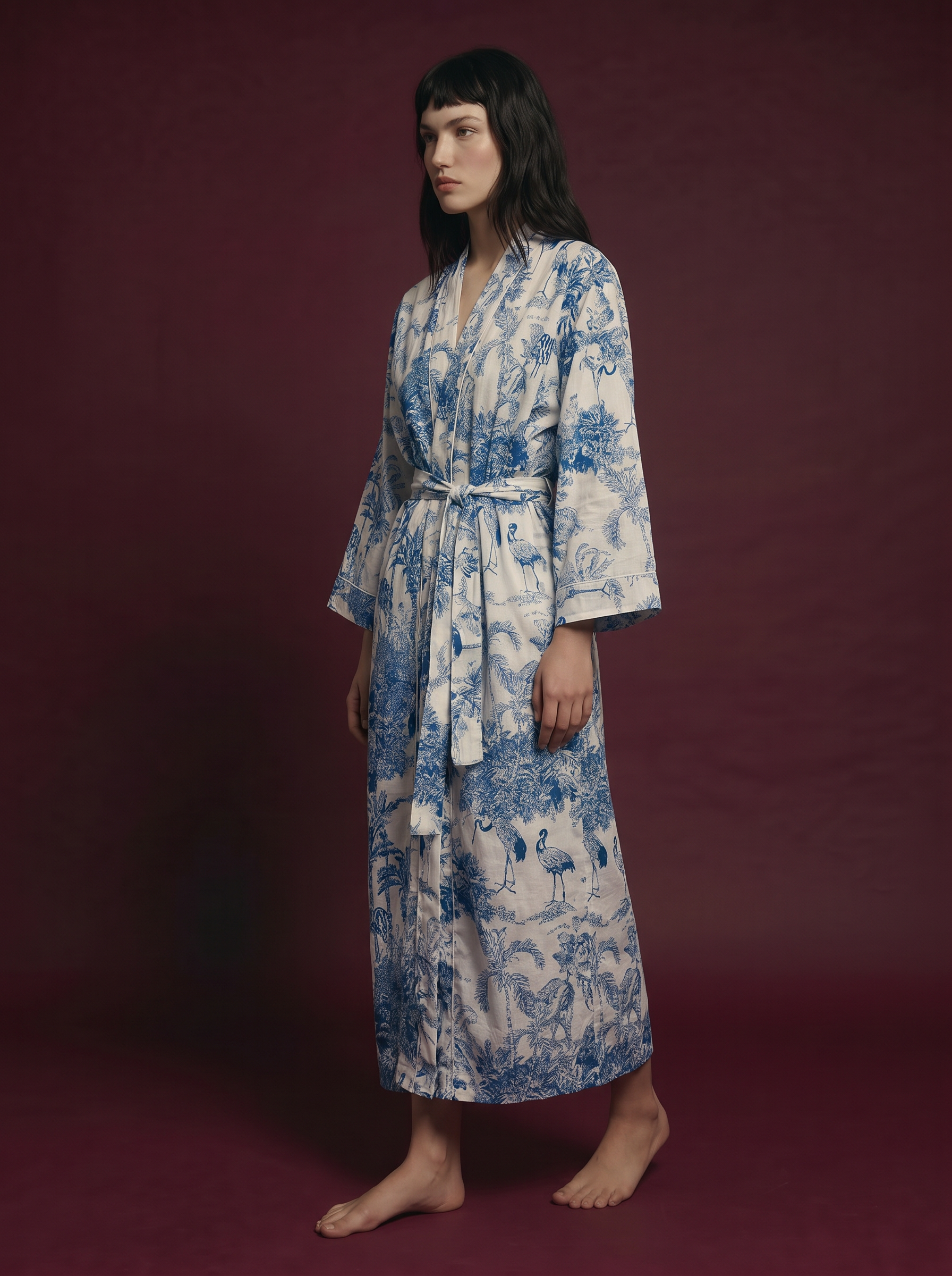 Indigo Flamingo Kimono