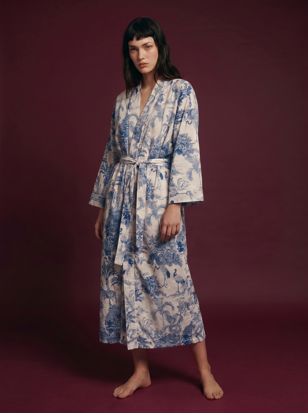 Indigo Flamingo Kimono